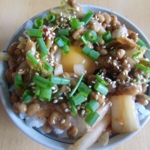 納豆の食べ方-生玉子＆キムチ♪